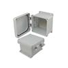 6×6×4英寸（15.2×15.2×10.2厘米）UL®认证NEMA-4X级防风雨接线盒，带铝制安装板和非金属合页连接结构的图片