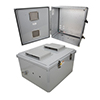 18x16x10 Polycarbonate Weatherproof NEMA 3R Enclosure, 120VAC Mount Plate Vented Lid Dark Gray的图片