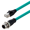 Category 6a M12 8 Position X code Double Shielded Industrial Cable, M12 F Panel Mount / RJ45, 1.0m的图片